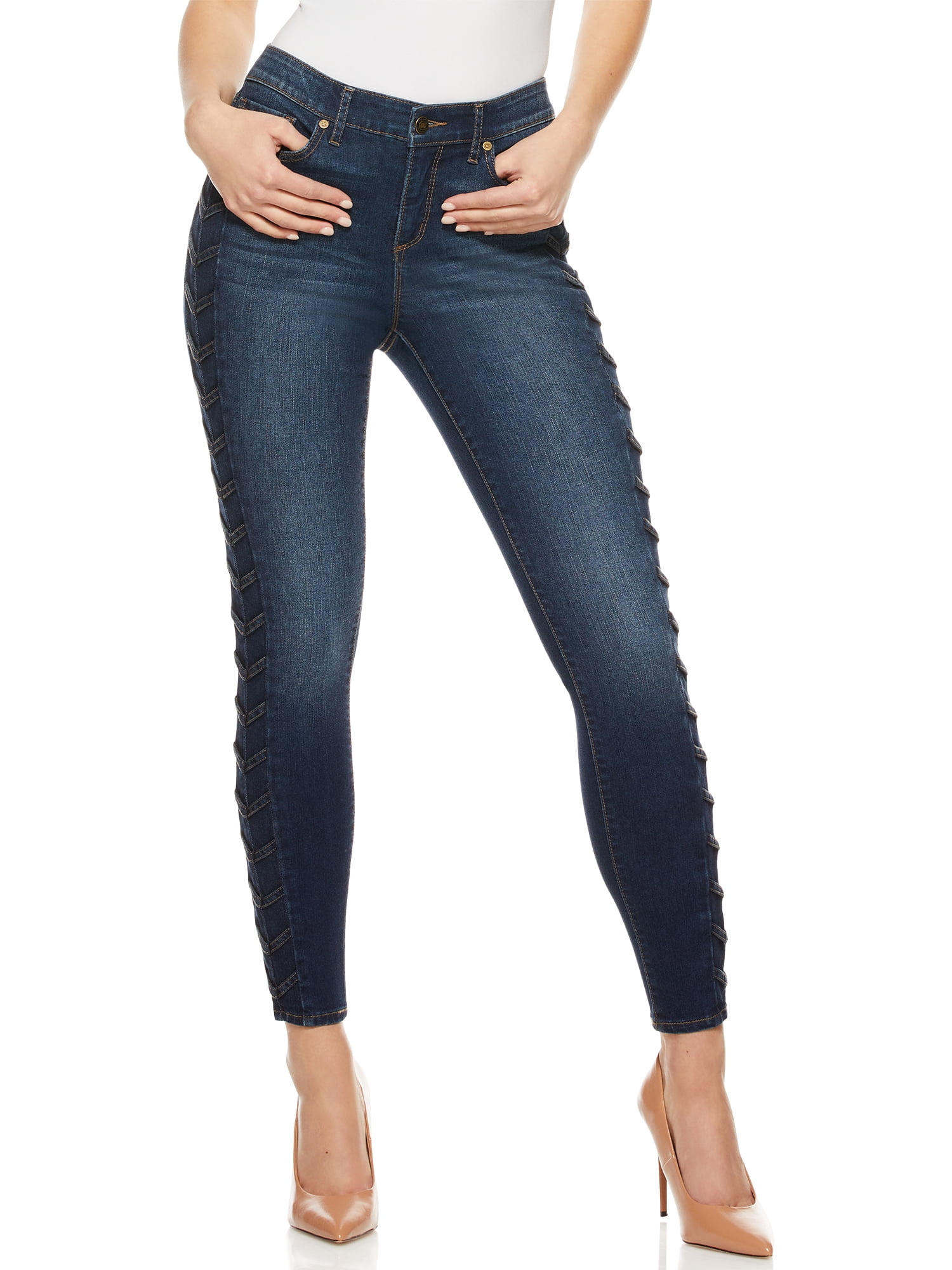 Sofia Jeans by Sofia Vergara Women’s Side Lace Skinny Ankle Jeans