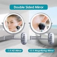 thumbnail image 1 of Espejo de aumento de pared Telescopio de espejo cosmético montado en la pared, espejo extensible x10, giratorio de 360°, alimentado por 4 pilas AAA (incluidas) Ideal para baño Fokelyi XZB-0317, 1 of 9