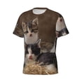 thumbnail image 3 of Yiaed Cat Family Print Mens Short Sleeve Tight Fit T-Shirt, Crewneck Casual Tee-Small, 3 of 5