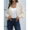 thumbnail image 5 of Cardigan Sweaters for Women Open Front Cropped Cardigan Sweater Long Sleeve Knit Bat Sweaters Shrug Top Color M, 5 of 10