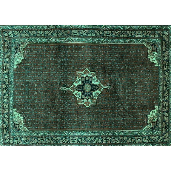Ahgly Company Indoor Rectangle Persian Turquoise Blue Traditional Area Rugs, 5' x 7'