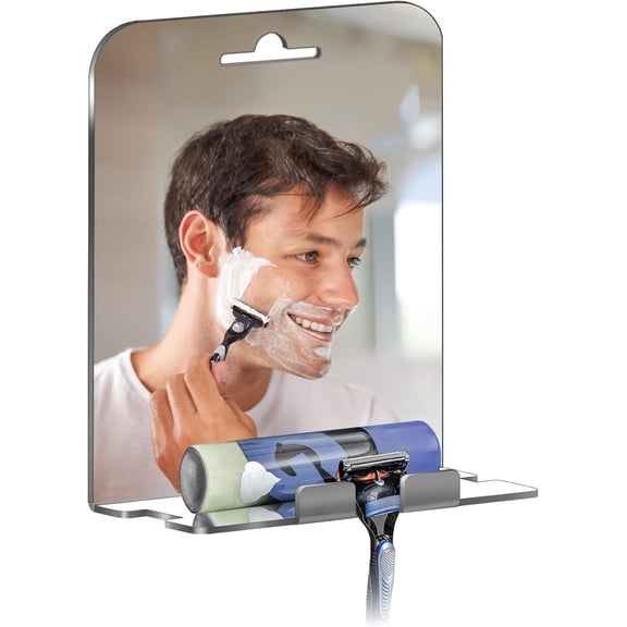 Shower Mirror Fogless for Shaving with Razor Holder No Fog Mirror for Shower Suction Bathroom Mirror for Men and Women Shower Makeup Shave Mirror