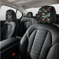 thumbnail image 6 of Renewold Dragonfly Flower Colorful Car Seat Cover for Front Rear Seat Full Set Car Steering Wheel Cover Car Coasters Shift Knob Handbrake Protector Headrest Cover Auto Accessories Decorations, 6 of 7