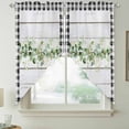 thumbnail image 2 of Green Eucalyptus Leaves Swag Valances for Windows 2 Pack, Kitchen Window Curtains 36 Inch Length, Vintage Art Farmhouse Wooden Privacy Swag Curtains for Living Room/Bathroom with Rod Pocket 36"x36", 2 of 8