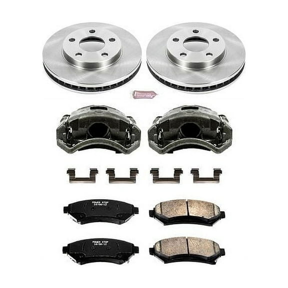 PowerStop Front Stock Replacement Brake Pad and Rotor Kit with Calipers Fits: BUICK CHEVROLET OLDSMOBILE PONTIAC Select Models KCOE2553