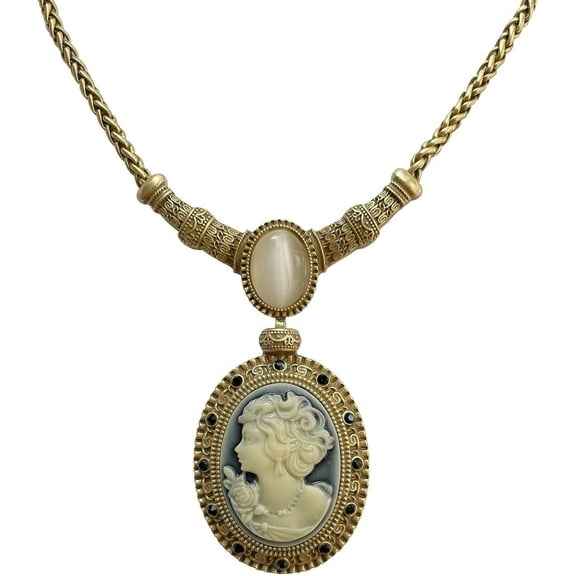 Lady Cameo Necklace Necklace,Oval Lady Maiden Cameo Necklace