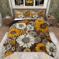 Castle Fairy Chic Floral Sunflower Full Size Comforter Sets,Vintage Flowers Bedding Sets