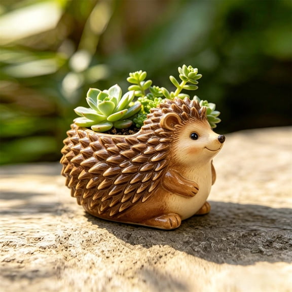 YYDENG Cute Resin Hedgehog Planter with Adorable Expression for Outdoor Garden Patio Succulent Display and Whimsical Decoration