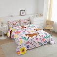 thumbnail image 2 of Floral Horse Comforter King Size,Gallping Horse Comforter Set Teens ,Cartoon Animal Bedding Set Printed Comforter with 2 Pillowcases,Down Alternative,(Pink锛孠ing Size), 2 of 6