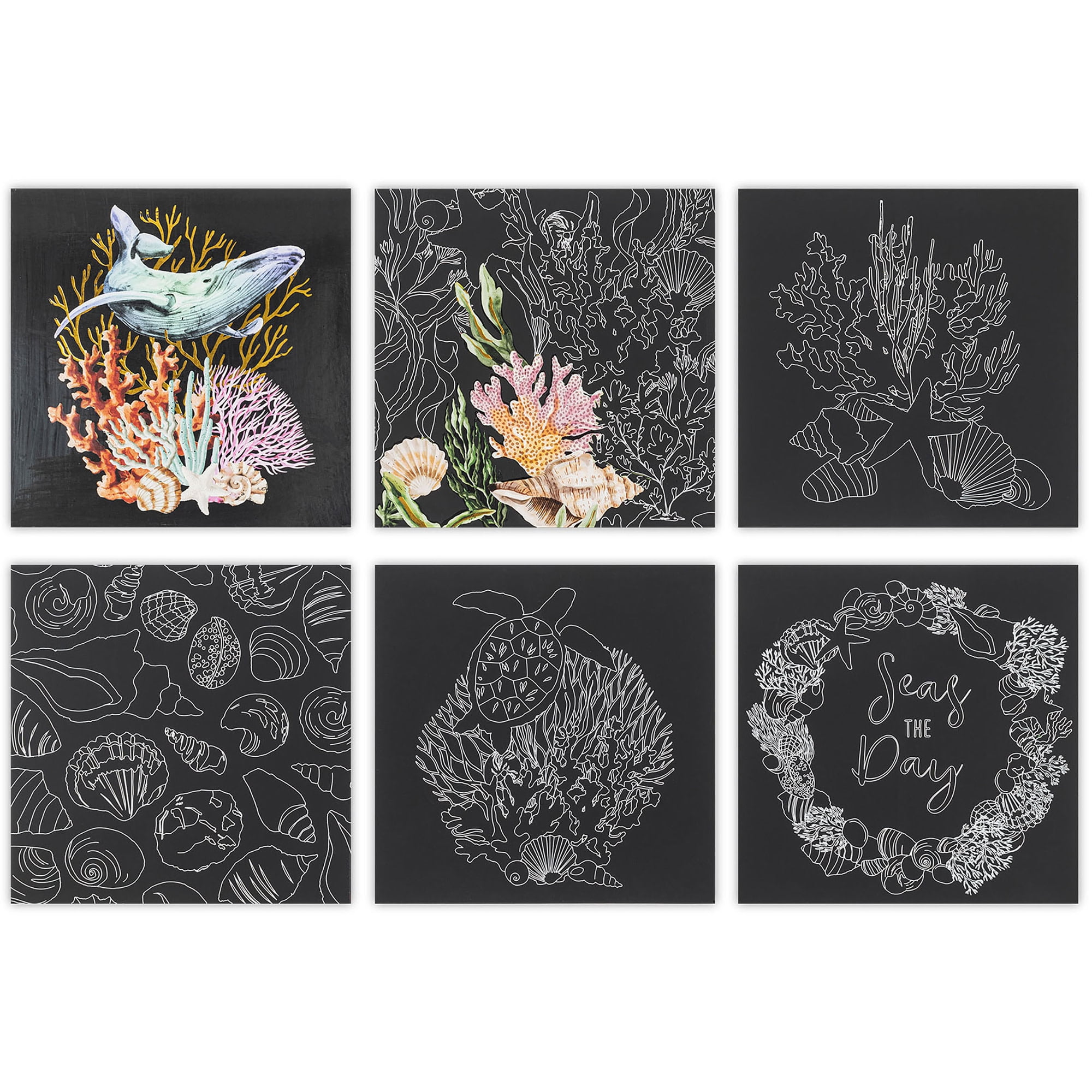 Brea Reese: Scratch Art Paper Pad - Under the Sea - 12 Sheets, 6 Guided Designs, Metallic Accents, Dual-Tip Stylus & Brush, 8x8" Pages, Adult Craft