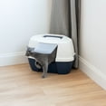 thumbnail image 3 of IRIS Large Corner Cat Litter Box with Lid | Enclosed Design, Handle & Buckles, Navy/White, 3 of 7