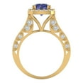 thumbnail image 4 of 2.7 ct Brilliant Round Cut VVS1 Tanzanite 14k Yellow Solid Gold Halo Solitaire with Accents Wedding Bridal Anniversary Engagement Ring size 4.5, 4 of 7