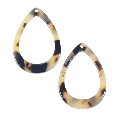 - Zola Elements Acetate Pendant, Open Drop 22x31mm, 2 Pieces, Light Brown Tortoise Shell