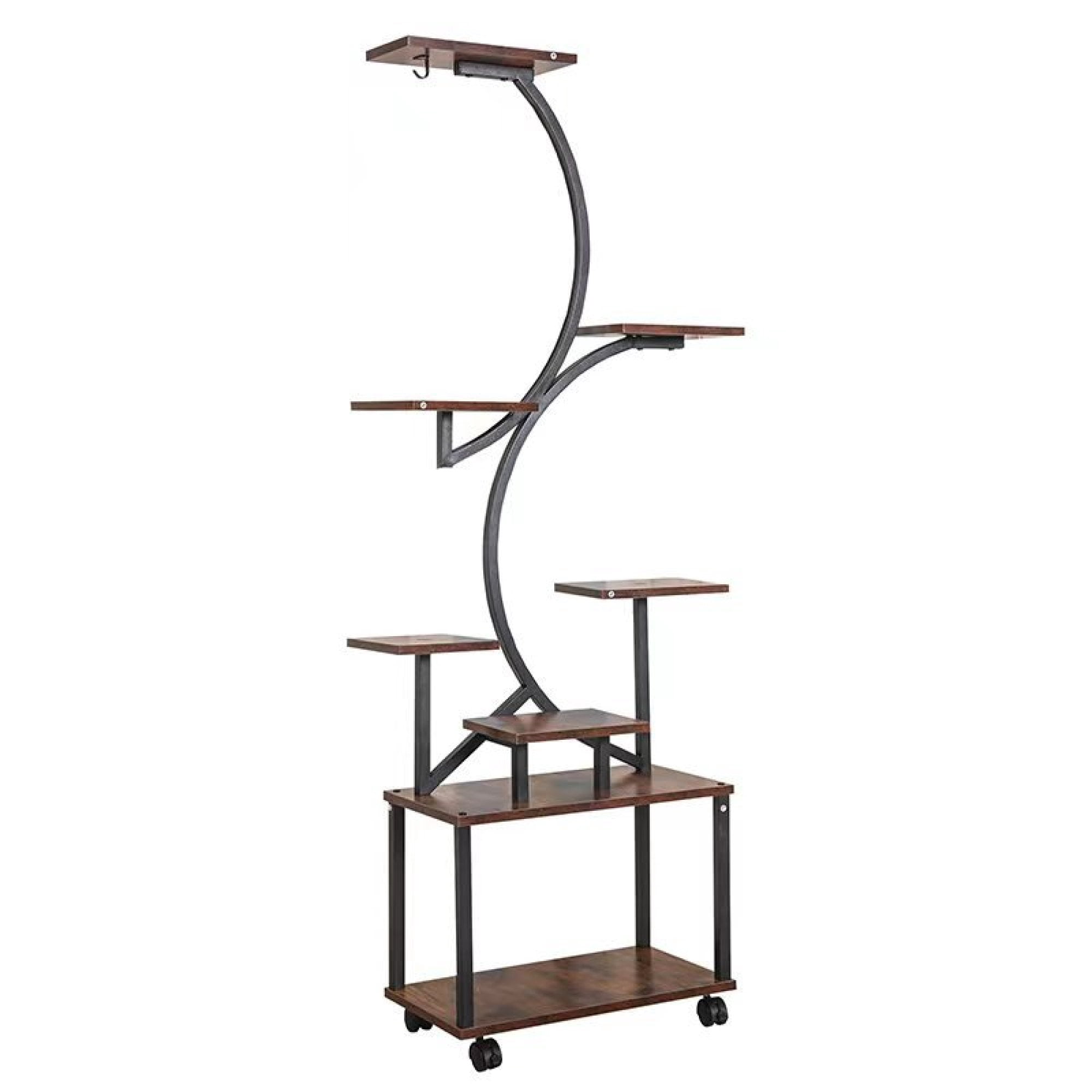 Leumius Plant Stand with Grow Lights, 8 Tiered Indoor Metal Plant Flower Shelf, 61" Tall Plant Stand for Indoor Plants Multiple, S-Shaped Plant Rack for Home Patio