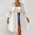 thumbnail image 5 of Women's Swimwear Cover Up Under $10 Long New Long-sleeved Sequin Splicing Mid-length Casual Beach Smock, 5 of 5