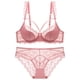 thumbnail image 2 of Gibobby Conjunto de lencería Lencería de Malla Sexy para Mujer Conjunto de Ropa Interior de Vendaje Envoltura de Pecho Bragas Huecas Conjunto de Sujetadores(Rosa, 75B), 2 of 4