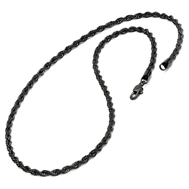 Yeidid International Black Plated Stainless Steel Men's Rope Chain Necklace  5MM 20 Inch