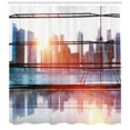 thumbnail image 3 of Ambesonne Urban Shower Curtain, Airport Office Scenery, 69"Wx70"L, Black White and Orange, 3 of 3