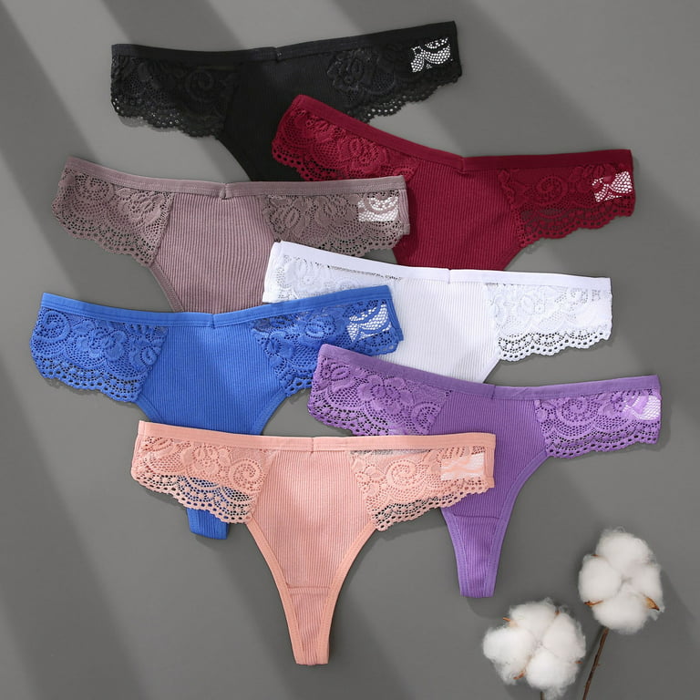 Entyinea Underwear for Women Stretch Lace Hipster Panties Purple L 