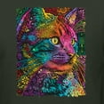 thumbnail image 2 of Colorful Cat Portrait | Cat Lover Owner | Dean Russo Art Animal Lover Unisex Hoodie Sweatshirt, Forest Green, M, 2 of 5