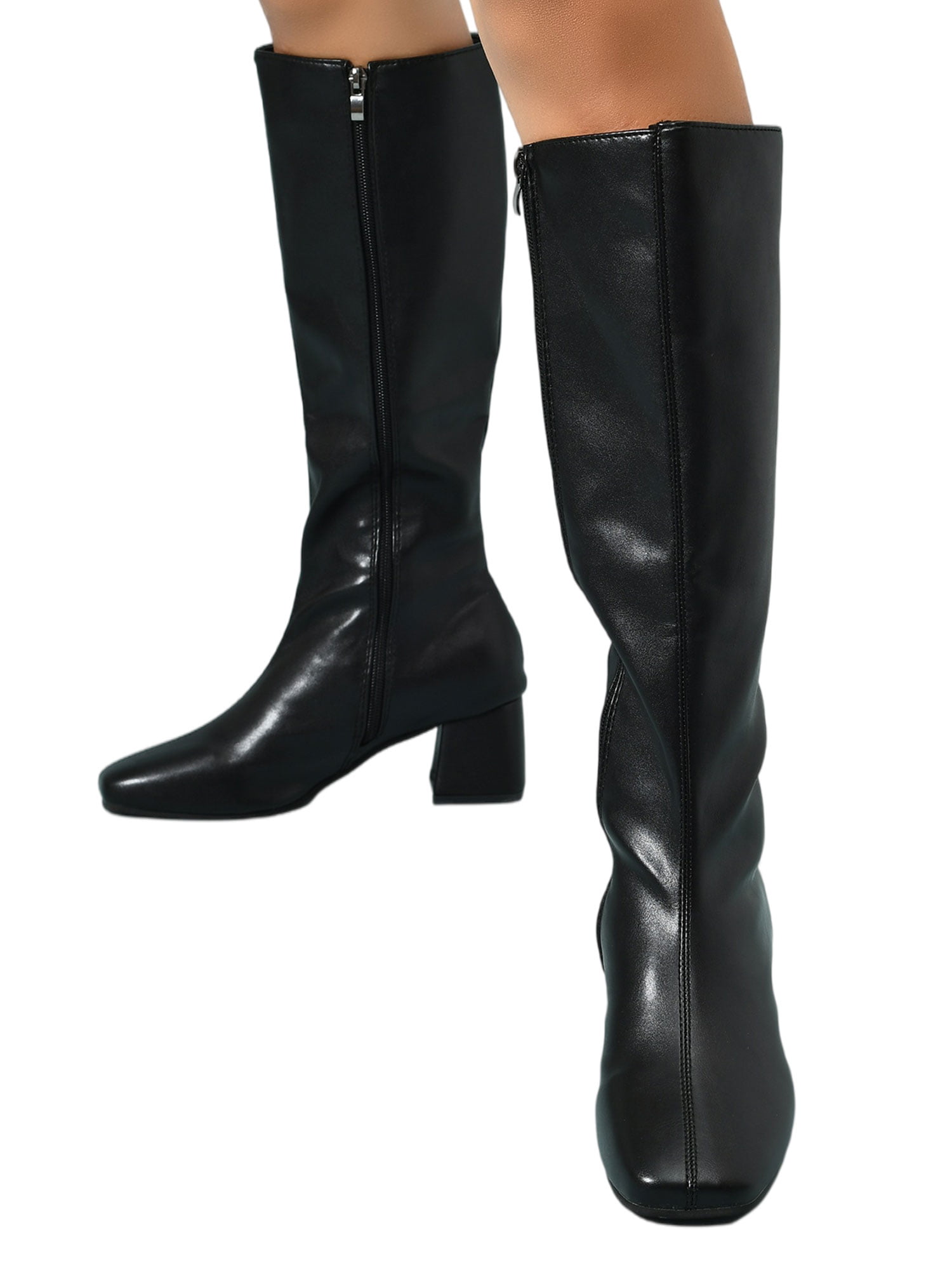 New women's shoes high shaft knee high 2 styles boot side zipper black winter 