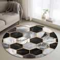 thumbnail image 3 of 3.3ft Washable Round Rug, Geometric Pattern Non-Slip Circle Area Rug for Entryway Bedroom, Black Gary Hexagon Collage Art Indoor Accent Floor Mat for Home Decor, 3 of 9