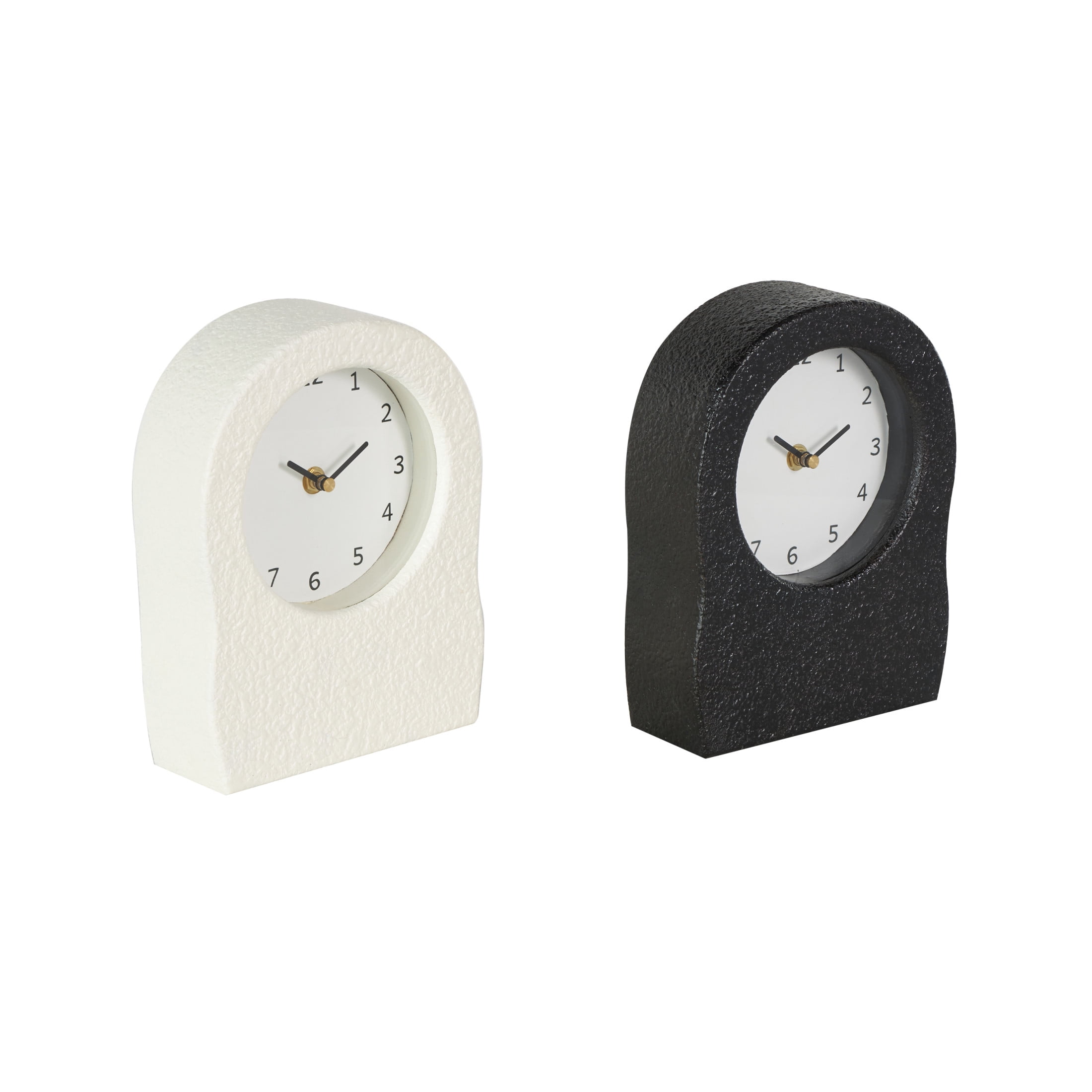 DecMode 9" Multi Colored Metal Textured Clock with Gold Accents, Set of 2