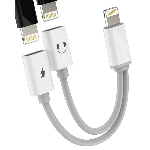 Dual Lightning Headphone Jack Adapter(2in1)for iPhone 14 13 12 11 Pro Max for Apple MFi Certified Dongle Audio Charger Cable Splitter for iPad Connector Lighting Port Charging AUX Earphones Converter