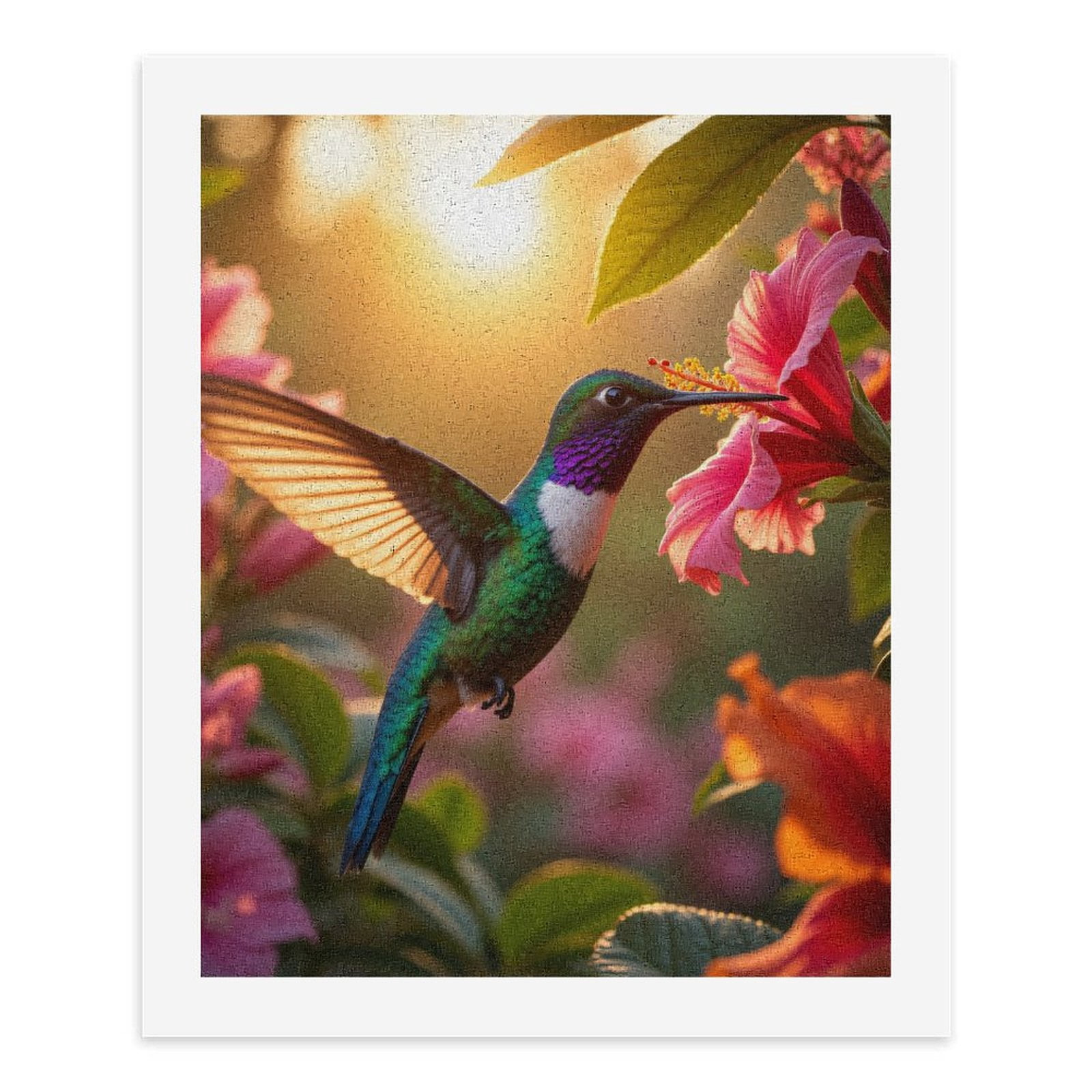 Paint By Numbers Kit for Adults Beginner - Hummingbird Sunlit Floral Beauty DIY Canvas Painting Kits for Adults, Frameless Paint By Number for Adults for Home Wall Decor 16x20 Inch