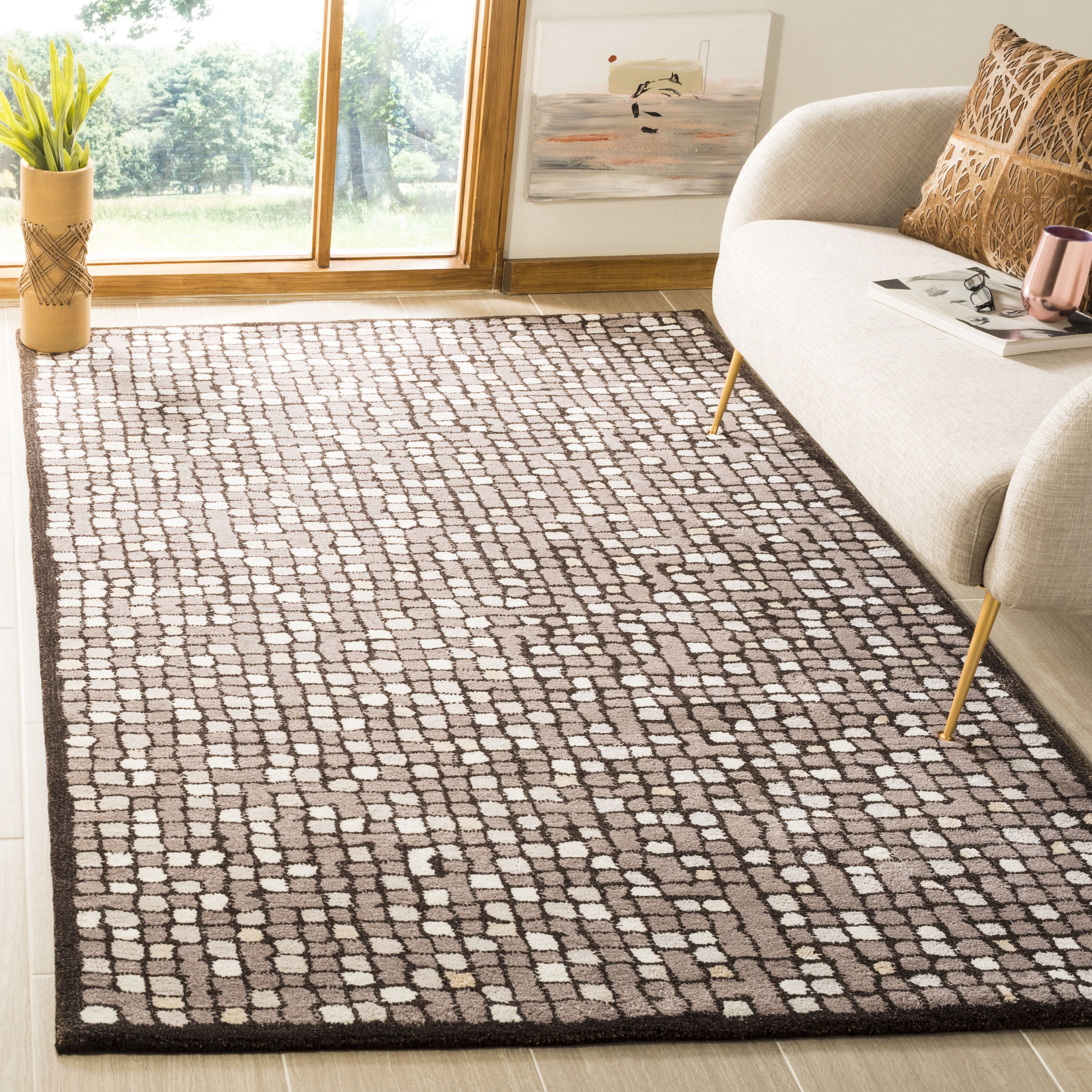 SAFAVIEH Martha Stewart Mosaic Dotted Area Rug, Wampum Purple, 3' x 5'