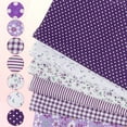 thumbnail image 4 of Uxcell Cotton Fabric Bundles, 7Pcs 10 x 10 inch 100% Cotton Fat Quarter Floral Printed Precut Fabric Squares for Sewing Patchwork Quilting DIY Crafts, Purple, 4 of 7