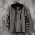 thumbnail image 3 of Sudadera con capucha negra con estampado para hombre, ropa masculina, sudadera con capucha y empalme gráfico, oferta de bienvenida, alta calidad, moda Harajuku Overfit, 3 of 5