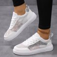 thumbnail image 3 of Summer Lace Mesh White Sneakers, Embellished with Sparkling Diamonds, Breathable Casual Shoes with Thick Soles for a Versatile Look, 3 of 6