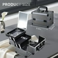thumbnail image 5 of Makeup Train Case Makeup Case Organizer Portable Cosmetic Box Storage with 2 Trays Mirror Locking with Keys Make Up Travel Case Nail Kits Traveling Makeup Box Iron Grey, 5 of 8