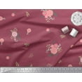 thumbnail image 2 of Soimoi Tissu en Soie Orange Feuilles & Fleurs Roses Imprimé 1 Yard 42 Pouces de Large, 2 of 3