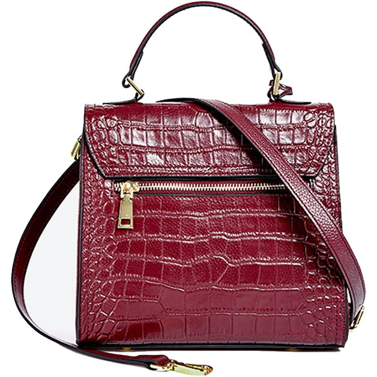  Crocodile Print Handbag for Women, Genuine Leather Tote Bag  Large Capacity Shoulder Bags Embossed Satchel Bag (Black) : Clothing, Shoes  & Jewelry