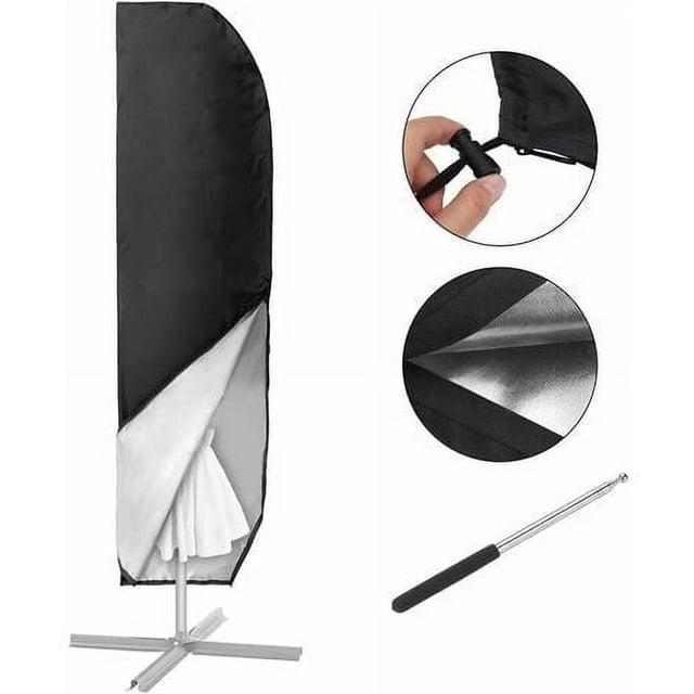 Waterproof Patio Cover, Cantilever Offset Umbrella Cover, Sun Protection Patio Umbrella Cover Double Windproof Design For Year-Round Use And Easy Cleaning, 265Cm