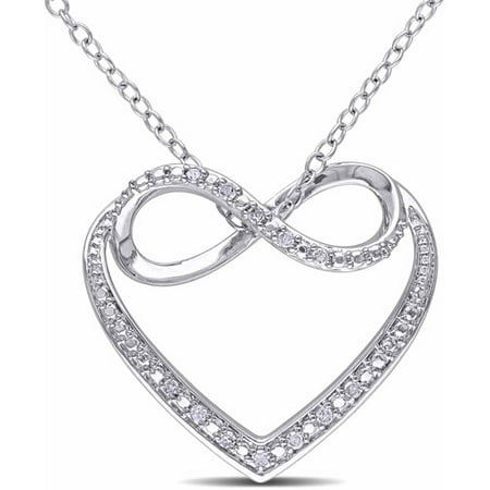 Miabella Diamond-Accent Sterling Silver Infinity-Heart Pendant, 18