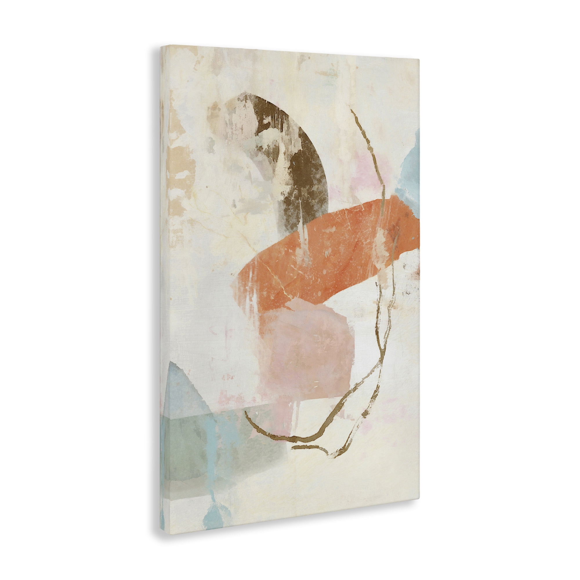 Stupell Industries Rustic Abstract with Orange Accent Abstract Painting Gallery Wrapped Canvas Art Print Wall Art, 20 x 30