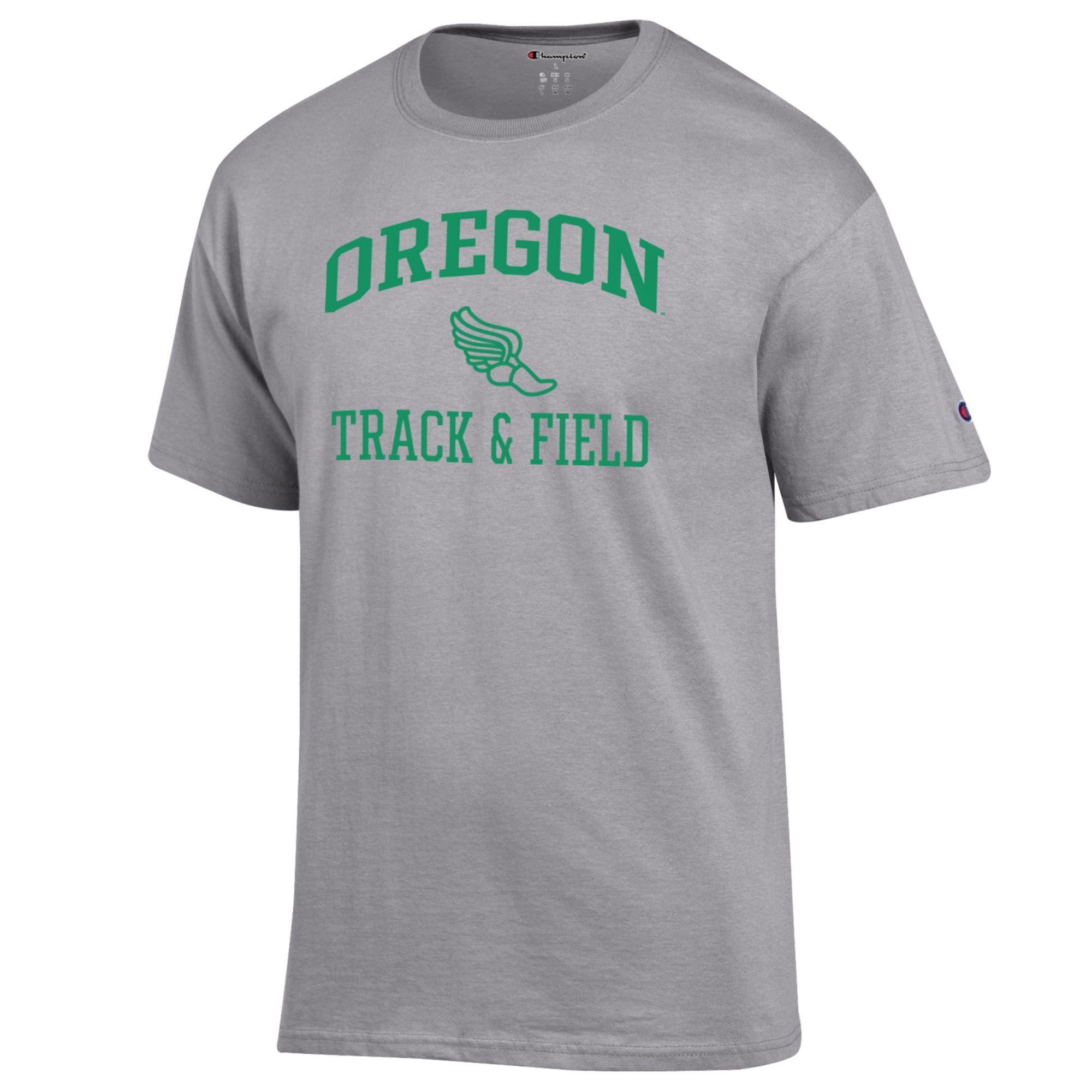 Men's Champion  Gray Oregon Ducks Track & Field Icon T-Shirt