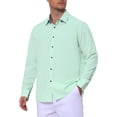thumbnail image 4 of Men's Dress Shirt Casual Business Long Sleeve Button Down Shirts M Light Green, 4 of 6