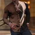 thumbnail image 1 of Camisa de hombre con solapa y cuello alto, informal, a la moda, azul, morado, geométrica, para exteriores, fiestas callejeras, tela de alta calidad, novedad de , talla grande, 1 of 6