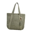 thumbnail image 2 of Bolso de hombro para mujer, estilo bohemio, tejido, para compras, elegante, tipo tote Verde, 2 of 9