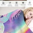 thumbnail image 3 of Chilfamy Unicorn Blanket, Rainbow Pink Unicorn Blanket for Girls Women Kids, Soft Flannel Cute Purple Unicorn Throw Blanket for Bed Living Room Couch, 3 of 6