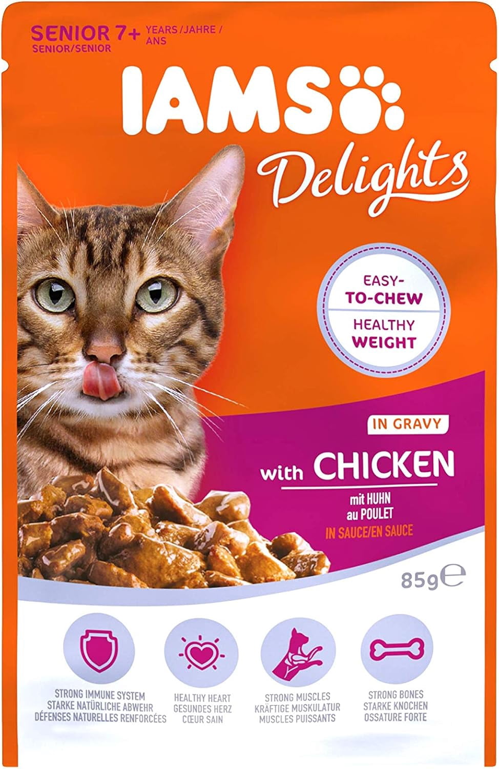 Iams Senior Cat 7+ Delights Chicken In Gravy Cat Food 24 x 85g