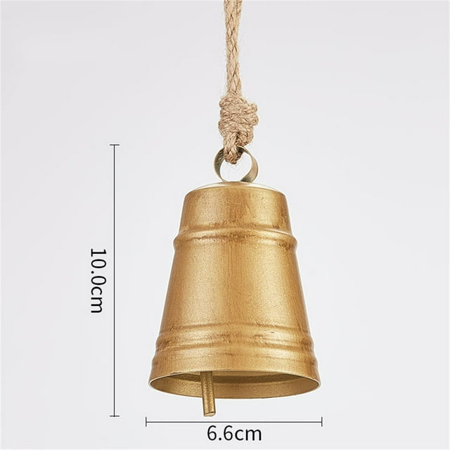 Wall Hanging Decor Christmas Brass Cattle Dilapidated Style Metal Hanging Cattle Bell Decoration Christmas Decoration Rope Bell Hanging Christmas Decorations