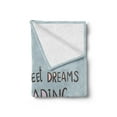 thumbnail image 2 of Saying Soft Flannel Fleece Throw Blanket, Dreams Loading Concept with Progress Bar Design and Funny Moon Asleep, Cozy Plush for Indoor and Outdoor Use, 60" x 80", Multicolor, by Ambesonne, 2 of 5