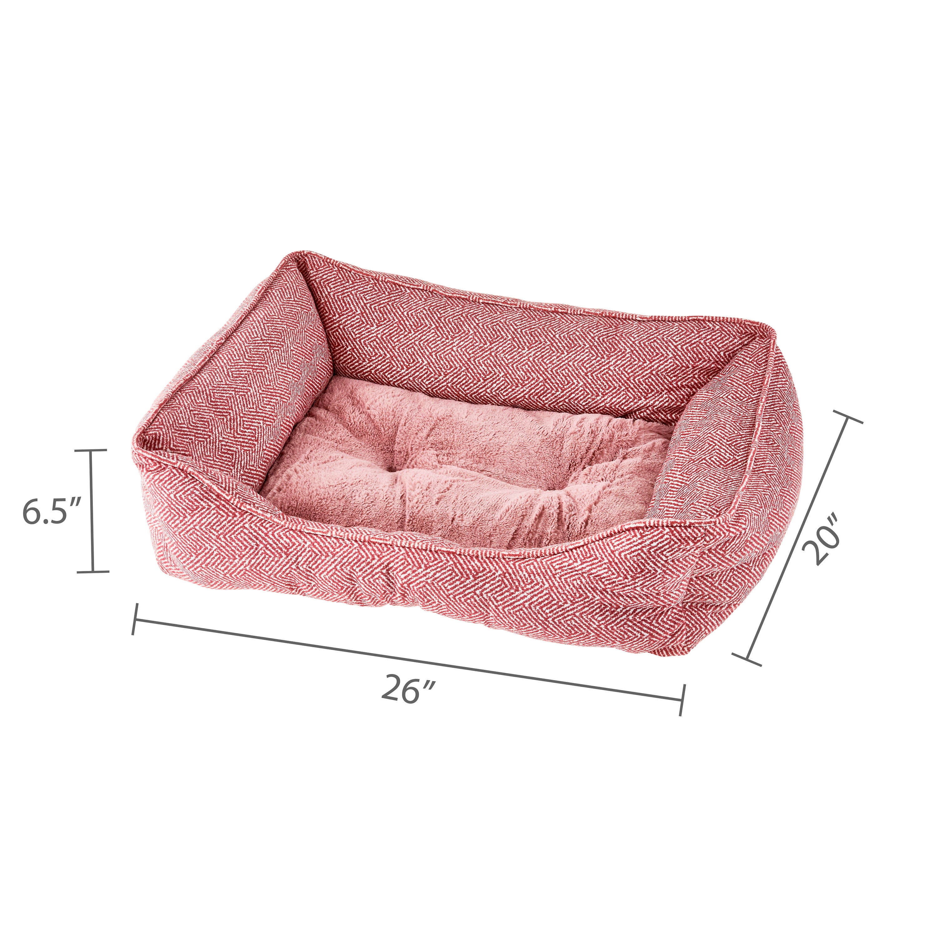 Vibrant Life Medium Bolster Cat or Dog Bed, Pink, 21" x 25"