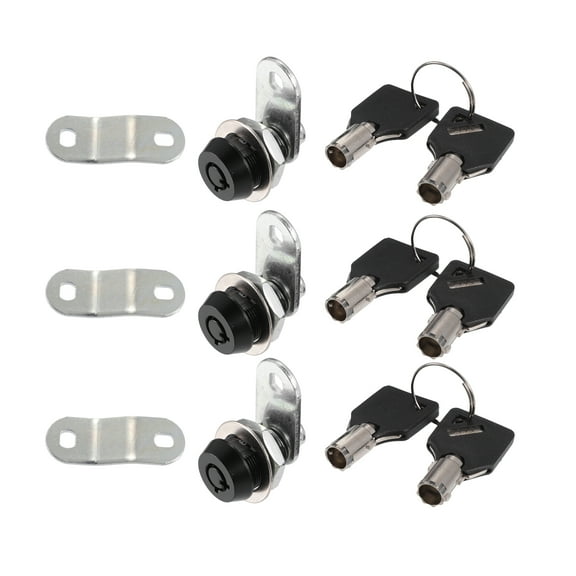 3 Set 5/8 Inch RV Campervan Lock Set with 6 Keys RV Storage Door Locks for File Cabinet Toolbox