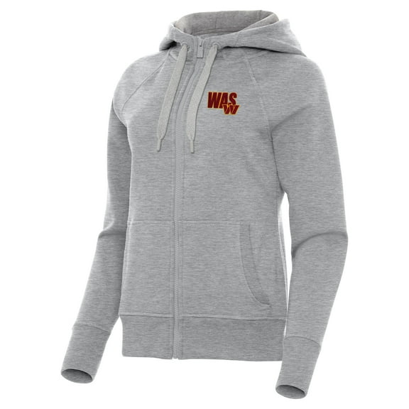 Women's Antigua Heather Gray Washington Commanders Victory Full-Zip Hoodie
